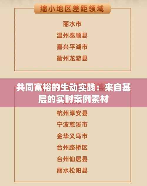 共同富裕的生动实践：来自基层的实时案例素材