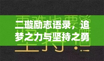 二璇励志语录，追梦之力与坚持之勇
