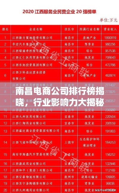南昌电商公司排行榜揭晓,行业影响力大揭秘!
